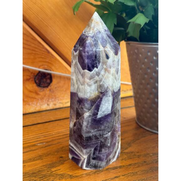 Other Other - Chevron Amethyst Crystal Tower Polished Point 6–7 Inch